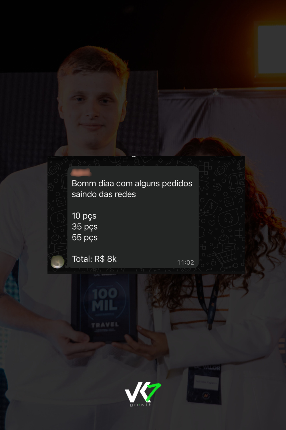 Pedidos saindo das redes sociais somando R$ 8 mil